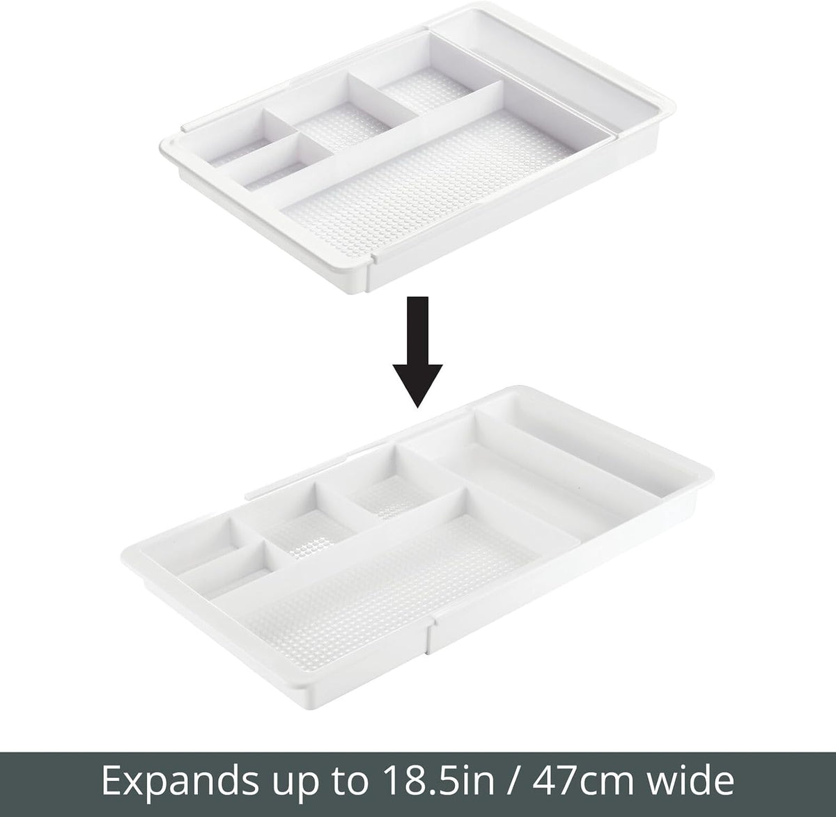 Expandable Plastic Drawer Organizer and Storage Container for Office Supplies - Gel Pen Pencil, Marker, Stationary, Desk Supply Holder for Drawers and Desktop - Lumiere Collection - Light Gray