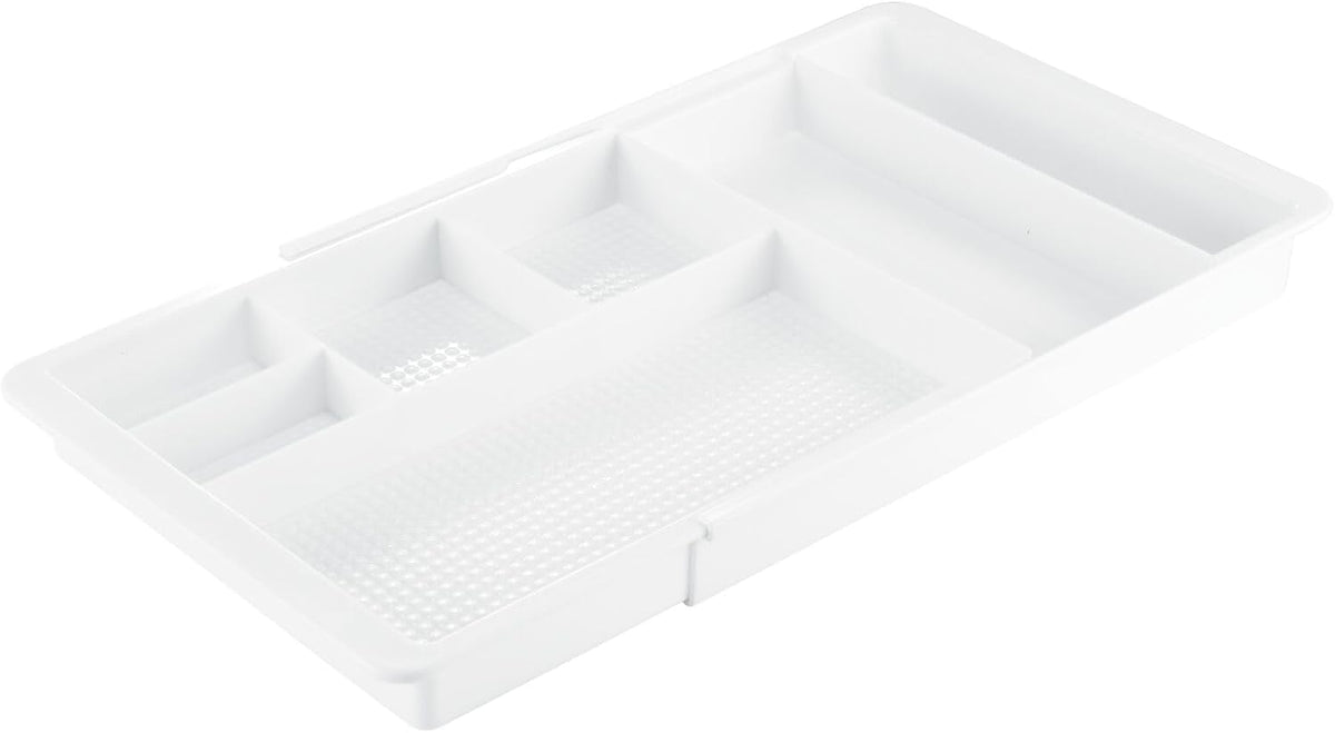 Expandable Plastic Drawer Organizer and Storage Container for Office Supplies - Gel Pen Pencil, Marker, Stationary, Desk Supply Holder for Drawers and Desktop - Lumiere Collection - Light Gray