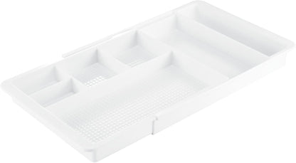 Expandable Plastic Drawer Organizer and Storage Container for Office Supplies - Gel Pen Pencil, Marker, Stationary, Desk Supply Holder for Drawers and Desktop - Lumiere Collection - Light Gray