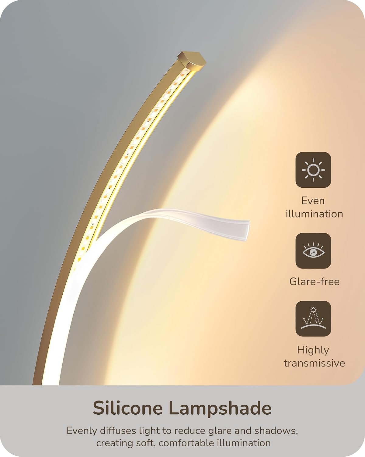 Curved LED Table Lamps for Living Room, Modern Bedside Lamp, Gold