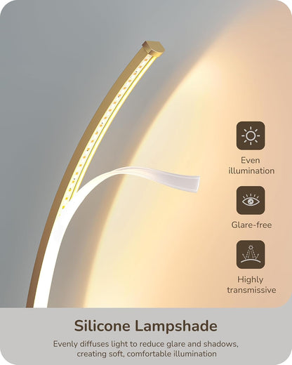 Curved LED Table Lamps for Living Room, Modern Bedside Lamp, Gold