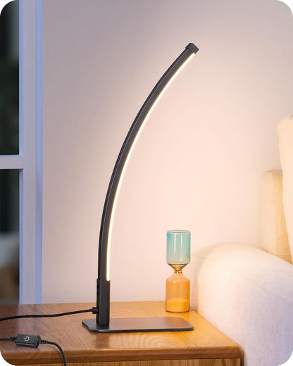Curved LED Table Lamps for Living Room, Modern Bedside Lamp, Gold