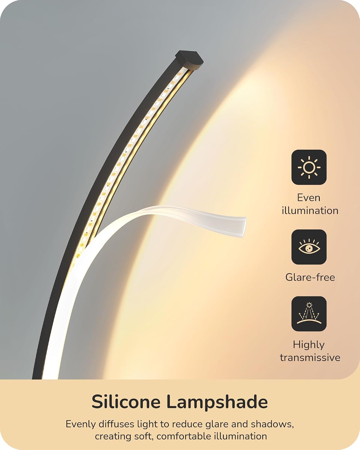 Curved LED Table Lamps for Living Room, Modern Bedside Lamp, Gold