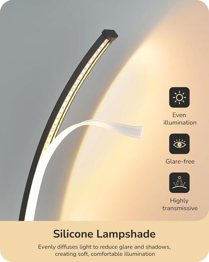 Curved LED Table Lamps for Living Room, Modern Bedside Lamp, Gold