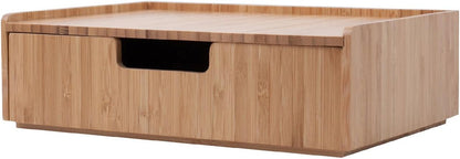 Bamboo Drawer, Stackable Storage Solution for office products pens, pencils, scissors, notepads, business cards and more