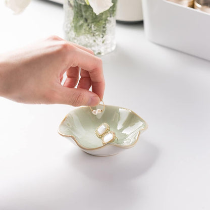 Ceramic Trinket Dish, 4in Ring Tray with Kiln Glaze Jewelry Dish