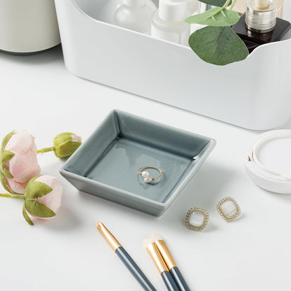 Ceramic Trinket Dish, 4in Ring Tray with Kiln Glaze Jewelry Dish