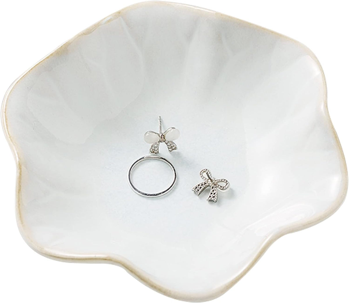 Ceramic Trinket Dish, 4in Ring Tray with Kiln Glaze Jewelry Dish