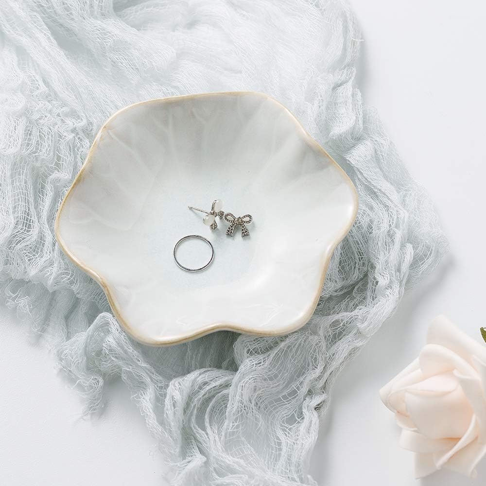 Ceramic Trinket Dish, 4in Ring Tray with Kiln Glaze Jewelry Dish