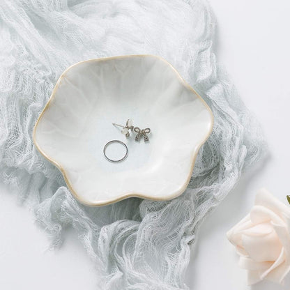 Ceramic Trinket Dish, 4in Ring Tray with Kiln Glaze Jewelry Dish