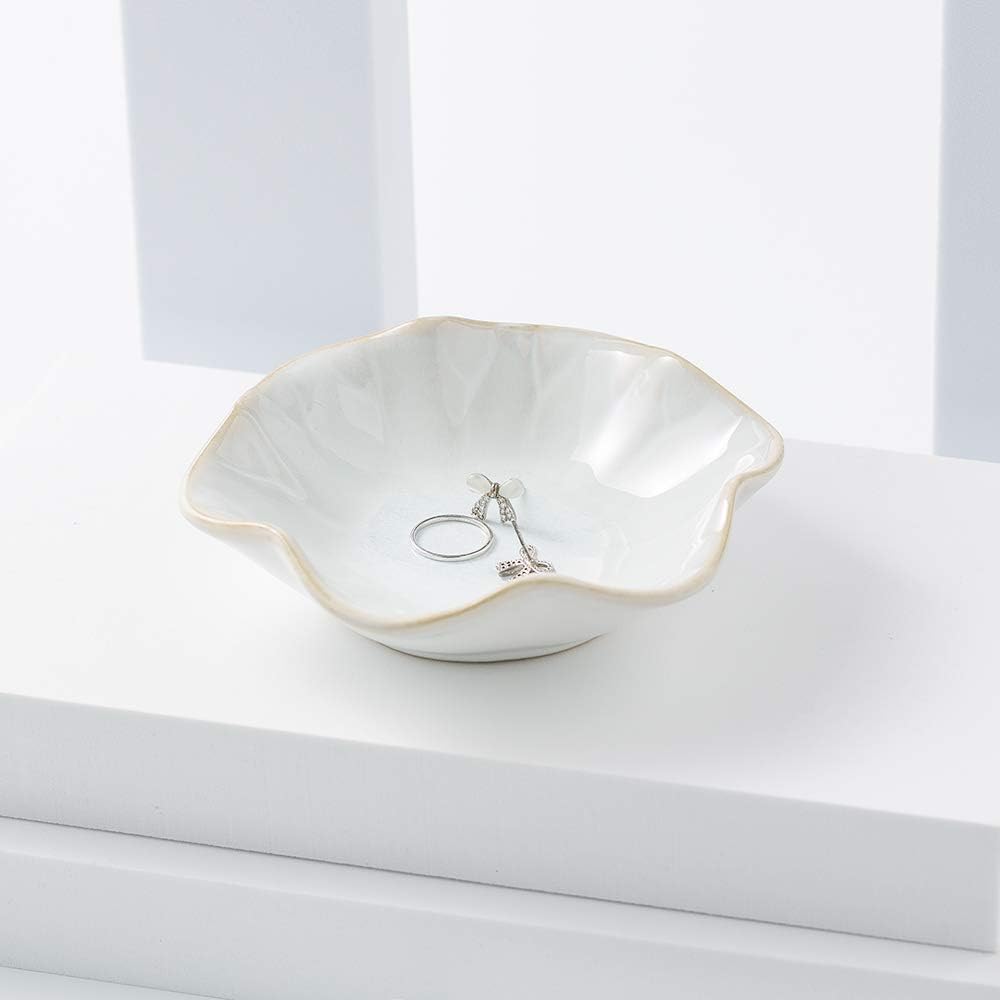 Ceramic Trinket Dish, 4in Ring Tray with Kiln Glaze Jewelry Dish