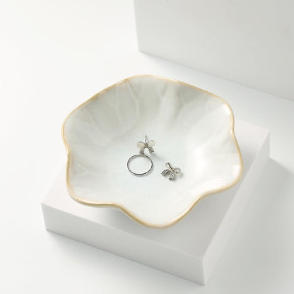Ceramic Trinket Dish, 4in Ring Tray with Kiln Glaze Jewelry Dish