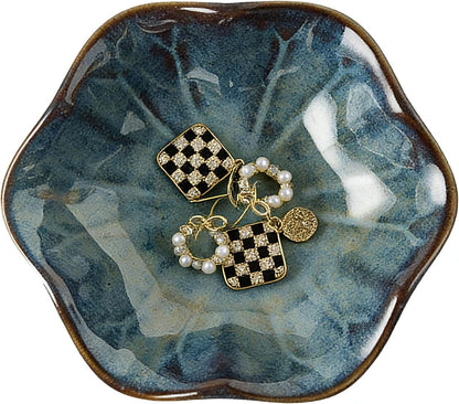 Ceramic Trinket Dish, 4in Ring Tray with Kiln Glaze Jewelry Dish