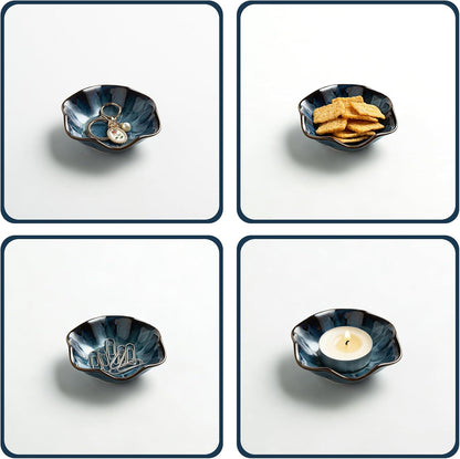 Ceramic Trinket Dish, 4in Ring Tray with Kiln Glaze Jewelry Dish