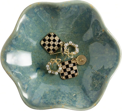 Ceramic Trinket Dish, 4in Ring Tray with Kiln Glaze Jewelry Dish