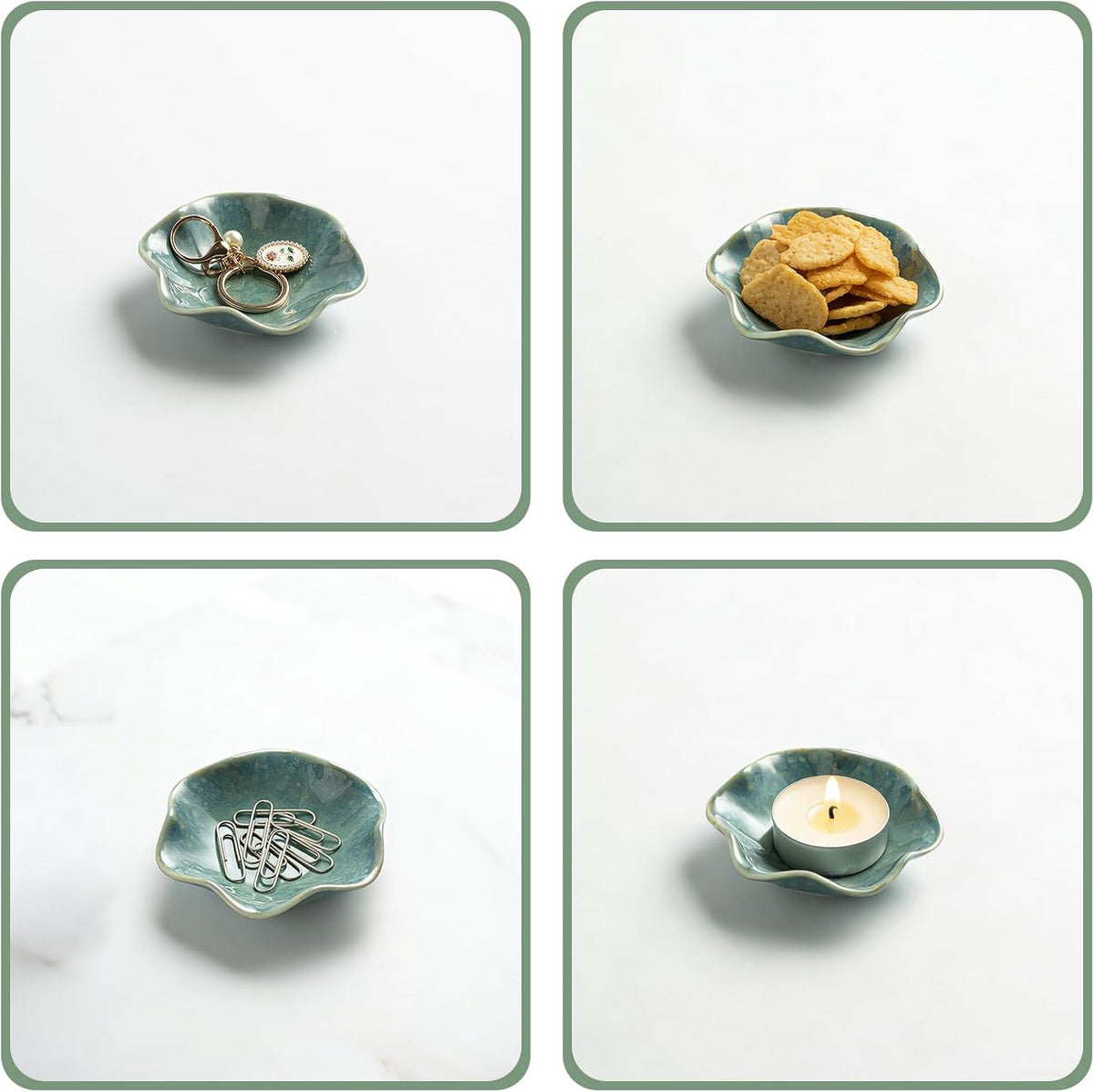 Ceramic Trinket Dish, 4in Ring Tray with Kiln Glaze Jewelry Dish