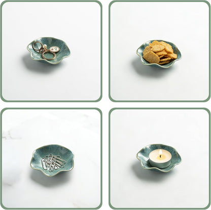 Ceramic Trinket Dish, 4in Ring Tray with Kiln Glaze Jewelry Dish