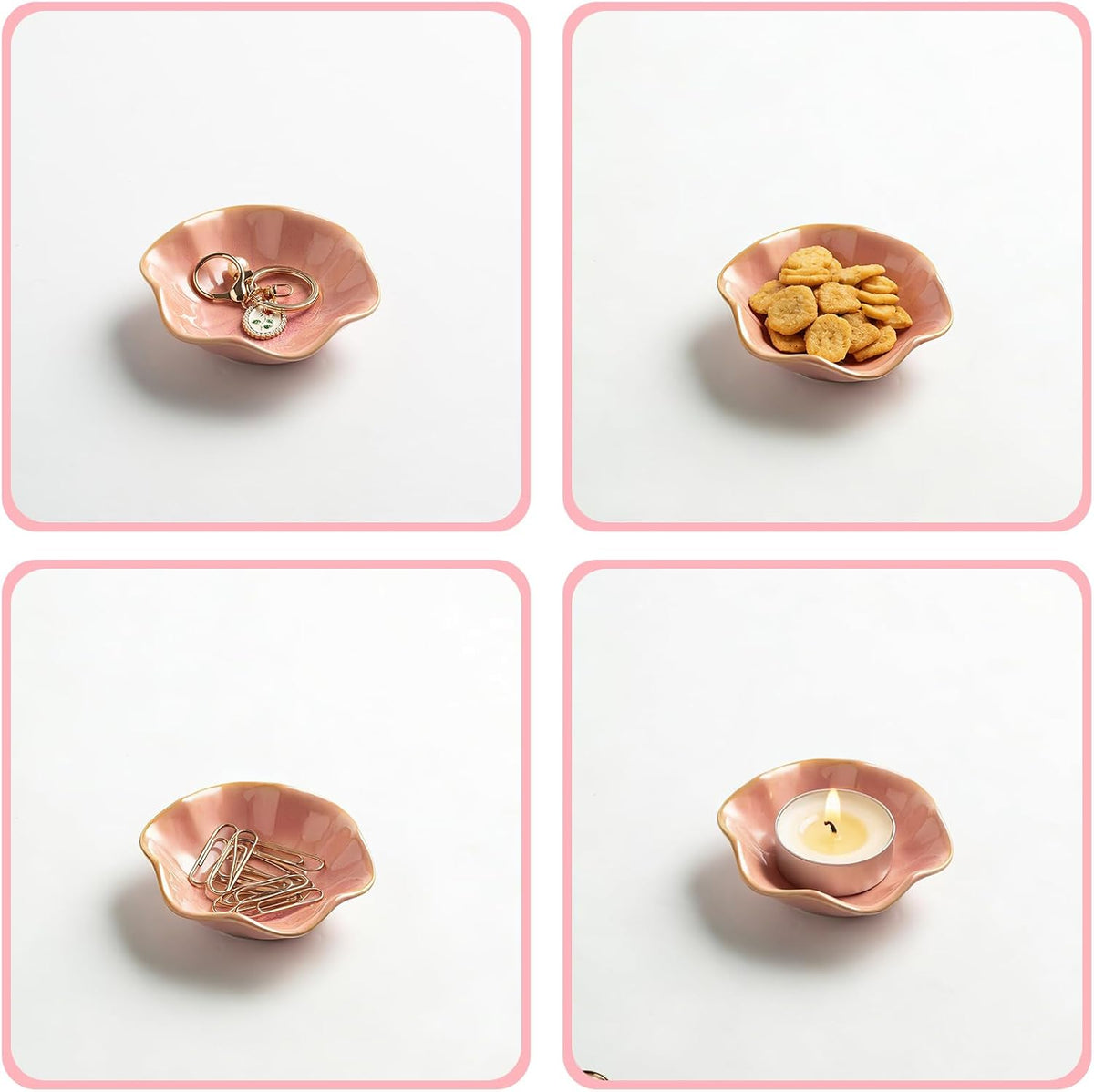 Ceramic Trinket Dish, 4in Ring Tray with Kiln Glaze Jewelry Dish