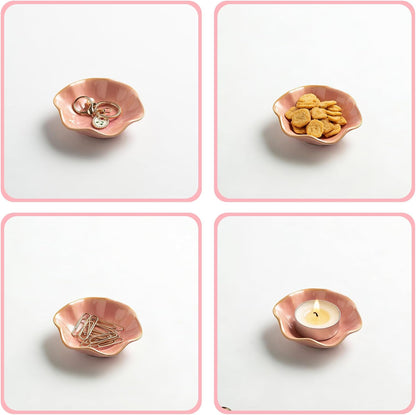 Ceramic Trinket Dish, 4in Ring Tray with Kiln Glaze Jewelry Dish