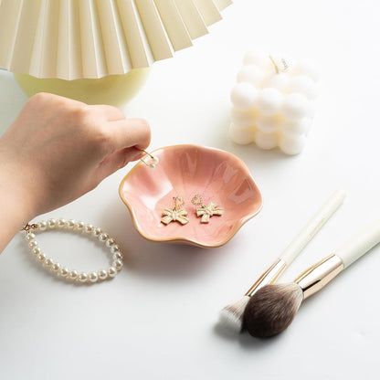 Ceramic Trinket Dish, 4in Ring Tray with Kiln Glaze Jewelry Dish