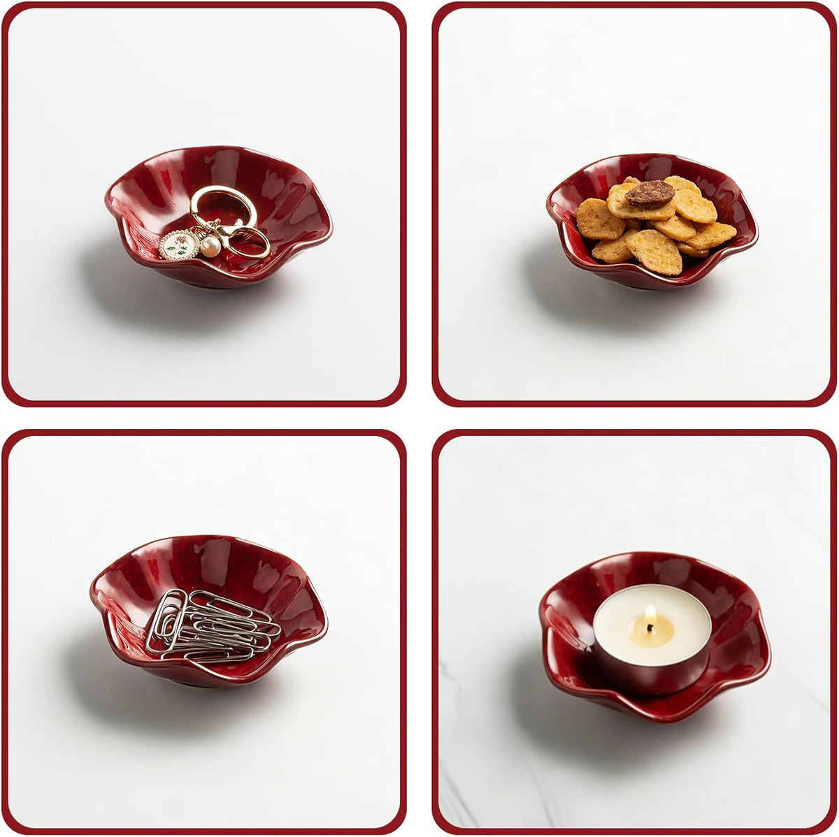 Ceramic Trinket Dish, 4in Ring Tray with Kiln Glaze Jewelry Dish