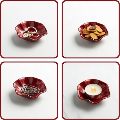 Ceramic Trinket Dish, 4in Ring Tray with Kiln Glaze Jewelry Dish