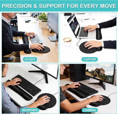 Mouse Pad and Keyboard Wrist Rest- Ergonomic Wrist Rest for Computer Keyboard and Mouse Pad, Memory Foam Wrist Support for Comfy Typing, Ideal for Laptop, Office, Gaming