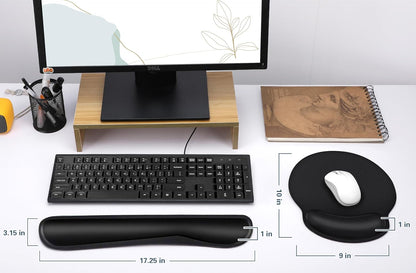 Mouse Pad and Keyboard Wrist Rest- Ergonomic Wrist Rest for Computer Keyboard and Mouse Pad, Memory Foam Wrist Support for Comfy Typing, Ideal for Laptop, Office, Gaming