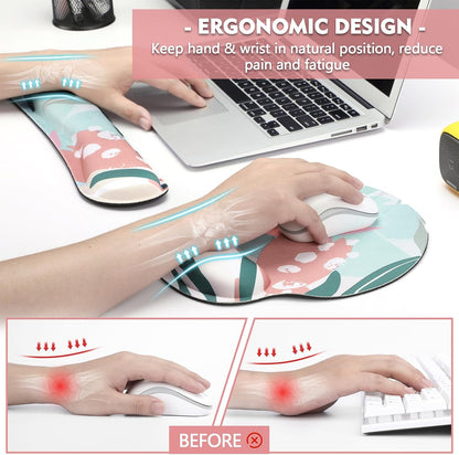 Mouse Pad and Keyboard Wrist Rest- Ergonomic Wrist Rest for Computer Keyboard and Mouse Pad, Memory Foam Wrist Support for Comfy Typing, Ideal for Laptop, Office, Gaming