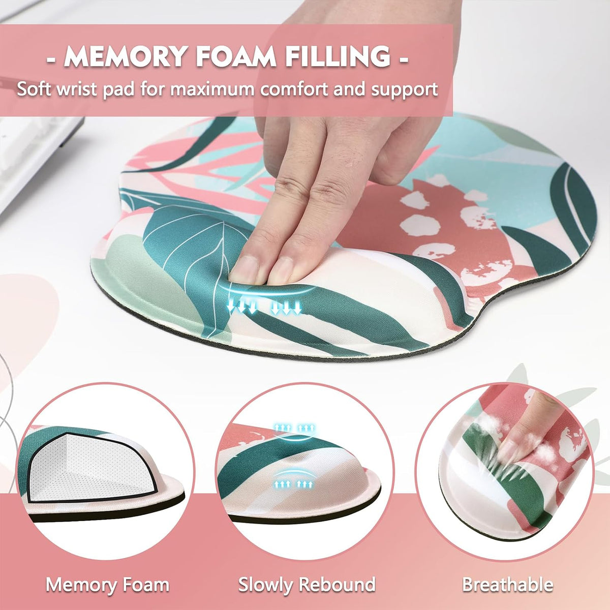 Mouse Pad and Keyboard Wrist Rest- Ergonomic Wrist Rest for Computer Keyboard and Mouse Pad, Memory Foam Wrist Support for Comfy Typing, Ideal for Laptop, Office, Gaming