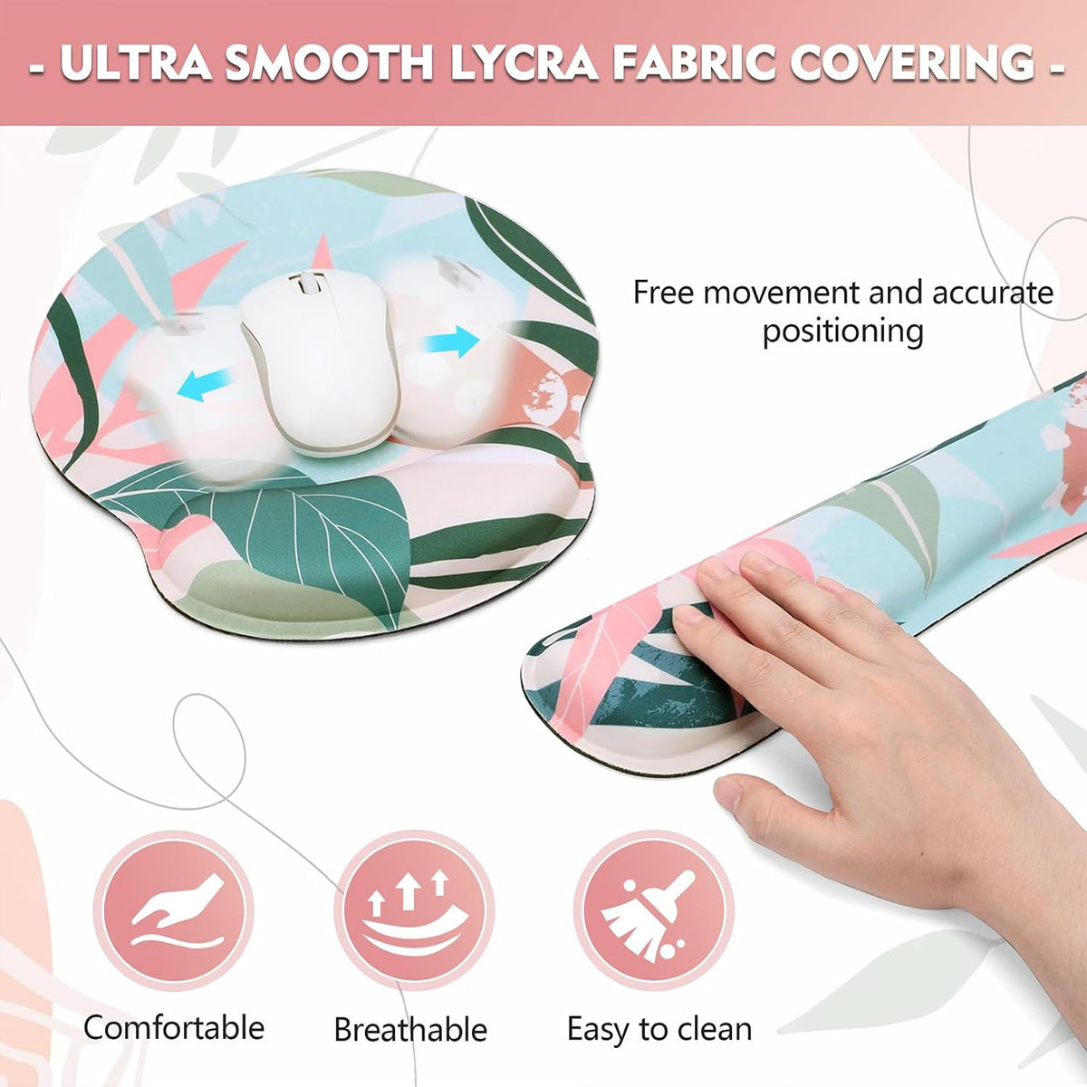 Mouse Pad and Keyboard Wrist Rest- Ergonomic Wrist Rest for Computer Keyboard and Mouse Pad, Memory Foam Wrist Support for Comfy Typing, Ideal for Laptop, Office, Gaming