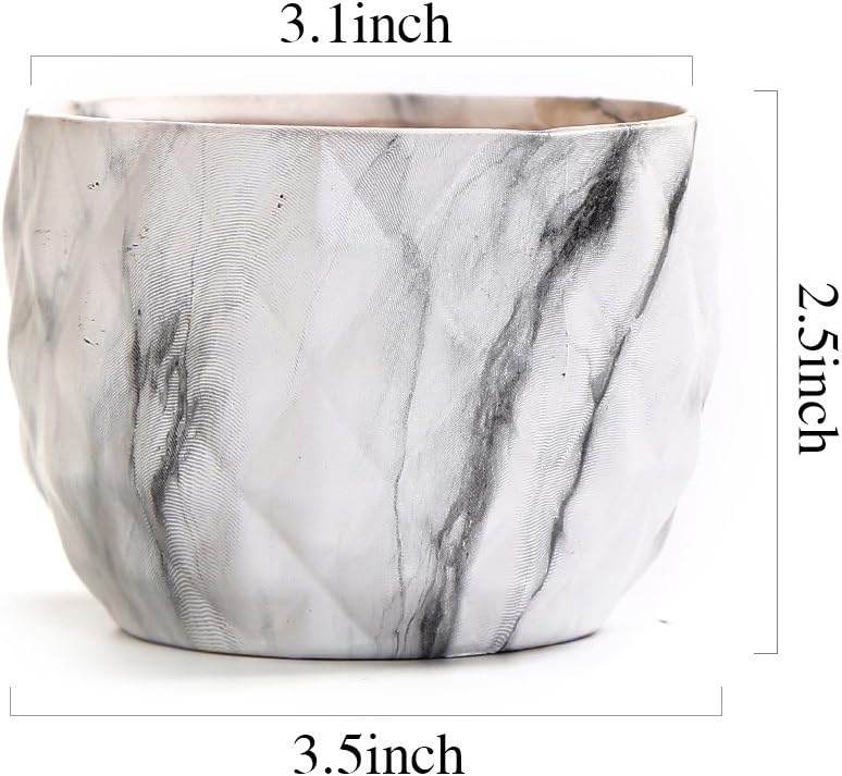 Sun-E Ceramic Succulent Pots, 3.35 Inch Marbled Flower Pots, Set of 4