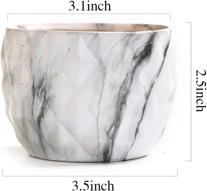 Sun-E Ceramic Succulent Pots, 3.35 Inch Marbled Flower Pots, Set of 4