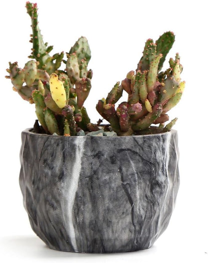 Sun-E Ceramic Succulent Pots, 3.35 Inch Marbled Flower Pots, Set of 4