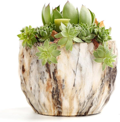 Sun-E Ceramic Succulent Pots, 3.35 Inch Marbled Flower Pots, Set of 4