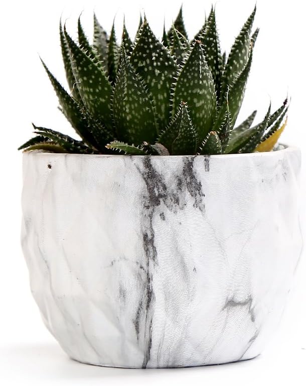 Sun-E Ceramic Succulent Pots, 3.35 Inch Marbled Flower Pots, Set of 4