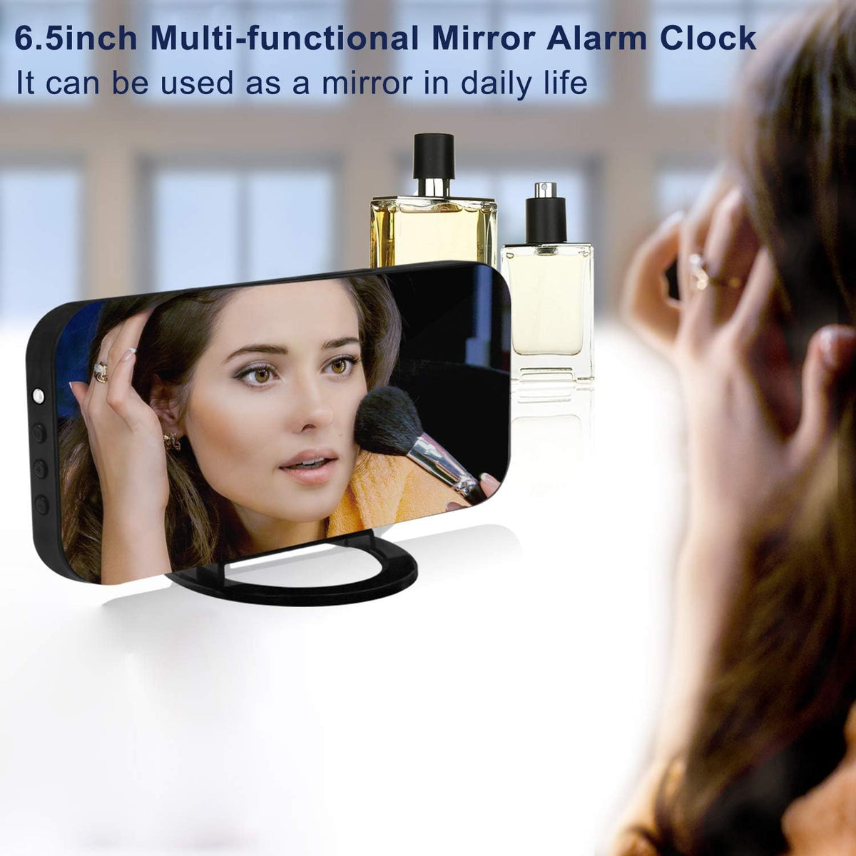 Digital Alarm Clock,LED and Mirror Desk Clock Large Display,with Dual USB Charger Ports,3 Levels Brightness,12/24H,Modern Electronic Clock for Bedroom Home Living Room Office - Gold