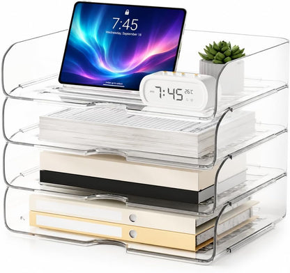 4-Tier Paper Organizer Desk Organizer Acrylic Paper Tray