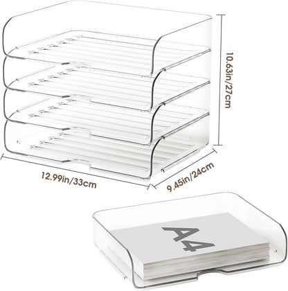 4-Tier Paper Organizer Desk Organizer Acrylic Paper Tray