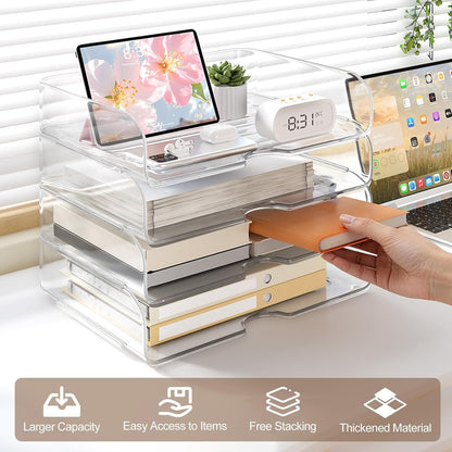 4-Tier Paper Organizer Desk Organizer Acrylic Paper Tray
