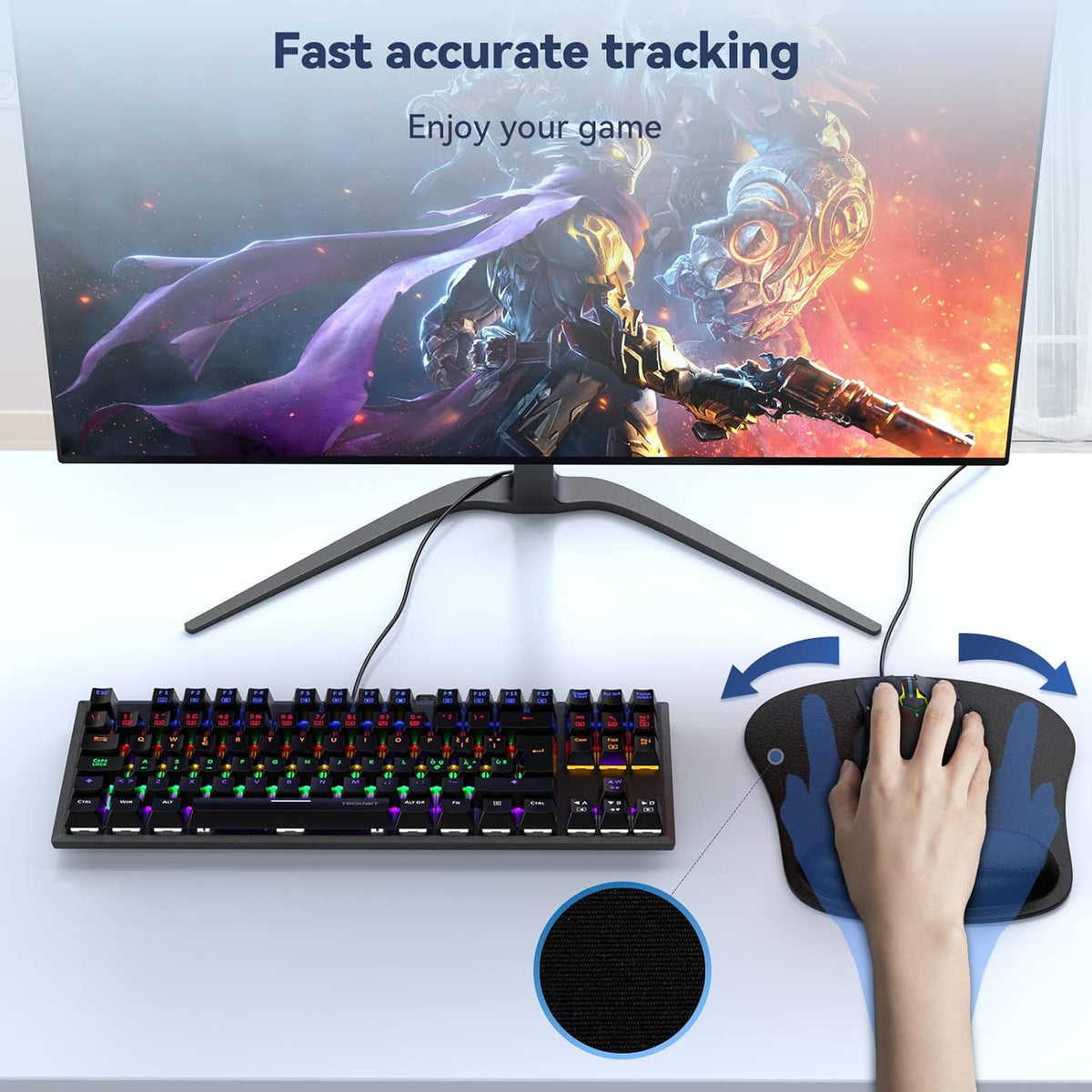 Ergonomic Mouse Pad with Wrist Support Black