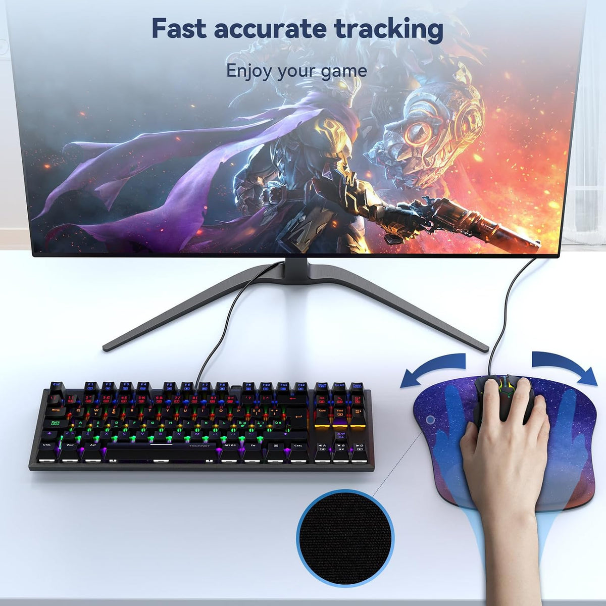 Ergonomic Mouse Pad with Wrist Support Black