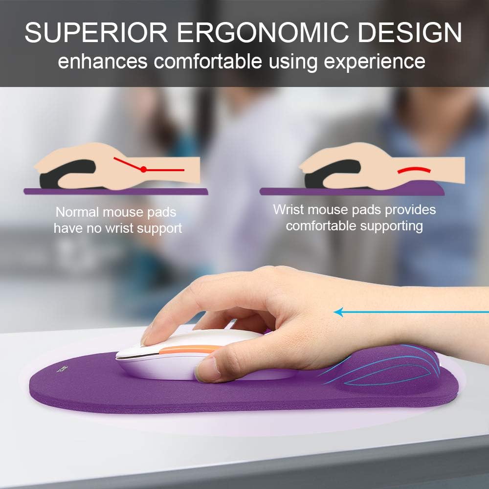 Ergonomic Mouse Pad with Wrist Support Black