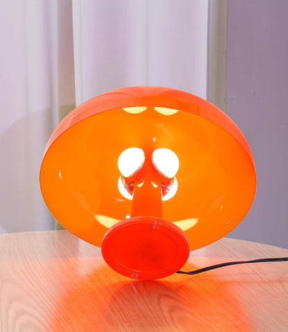 Orange Mushroom Lamp, Mid Century Modern Table Lamp for Bedroom, Minimalist Mushroom Decor Bedside Small Lamps, 2700K(Bulb Included, Plug Powered)