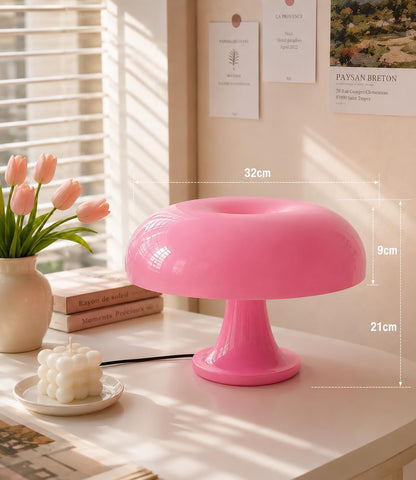 Orange Mushroom Lamp, Mid Century Modern Table Lamp for Bedroom, Minimalist Mushroom Decor Bedside Small Lamps, 2700K(Bulb Included, Plug Powered)