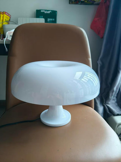 Orange Mushroom Lamp, Mid Century Modern Table Lamp for Bedroom, Minimalist Mushroom Decor Bedside Small Lamps, 2700K(Bulb Included, Plug Powered)