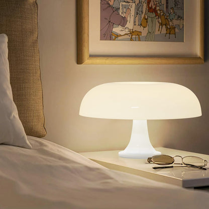 Orange Mushroom Lamp, Mid Century Modern Table Lamp for Bedroom, Minimalist Mushroom Decor Bedside Small Lamps, 2700K(Bulb Included, Plug Powered)