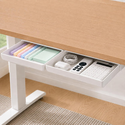 Under Desk Drawer Organizer, 2 Pack Self Adhesive Slide Out Desk Storage Drawers, Hidden Desk Drawer Attachment for Pens, Notes, Cables, Earbuds and Small Office Accessories