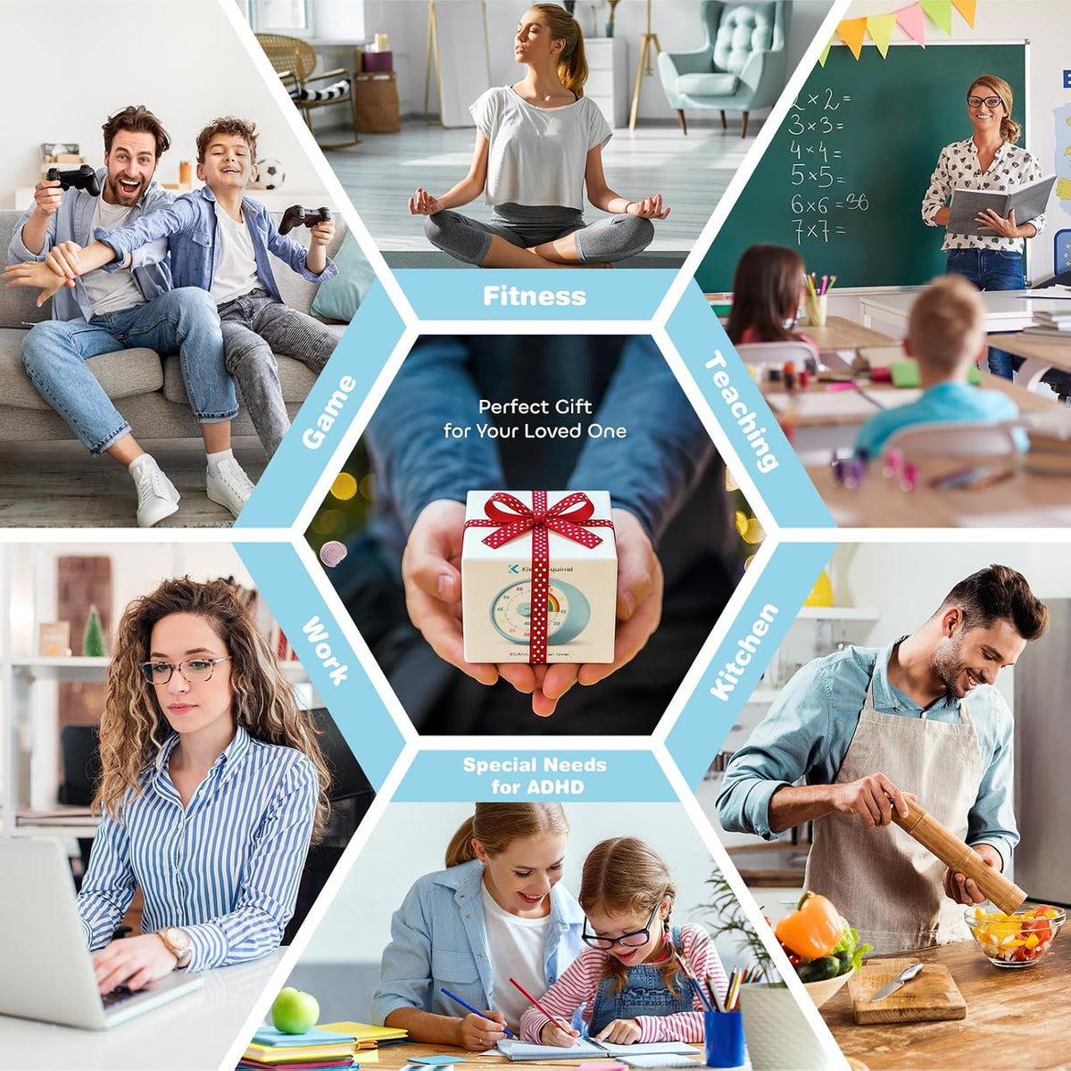Visual Timer for Kids, 60-Minute Countdown Timer for Classroom Office Kitchen, Desk Timer Kids Time Management Tools with Silent Operation, Pomodoro Time Rainbow Pattern (Orange)