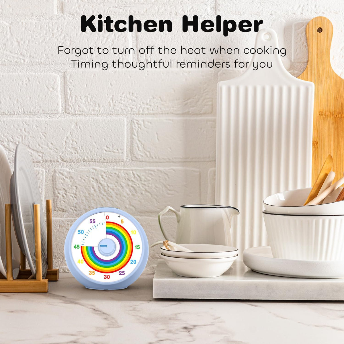 Visual Timer for Kids, 60-Minute Countdown Timer for Classroom Office Kitchen, Desk Timer Kids Time Management Tools with Silent Operation, Pomodoro Time Rainbow Pattern (Orange)
